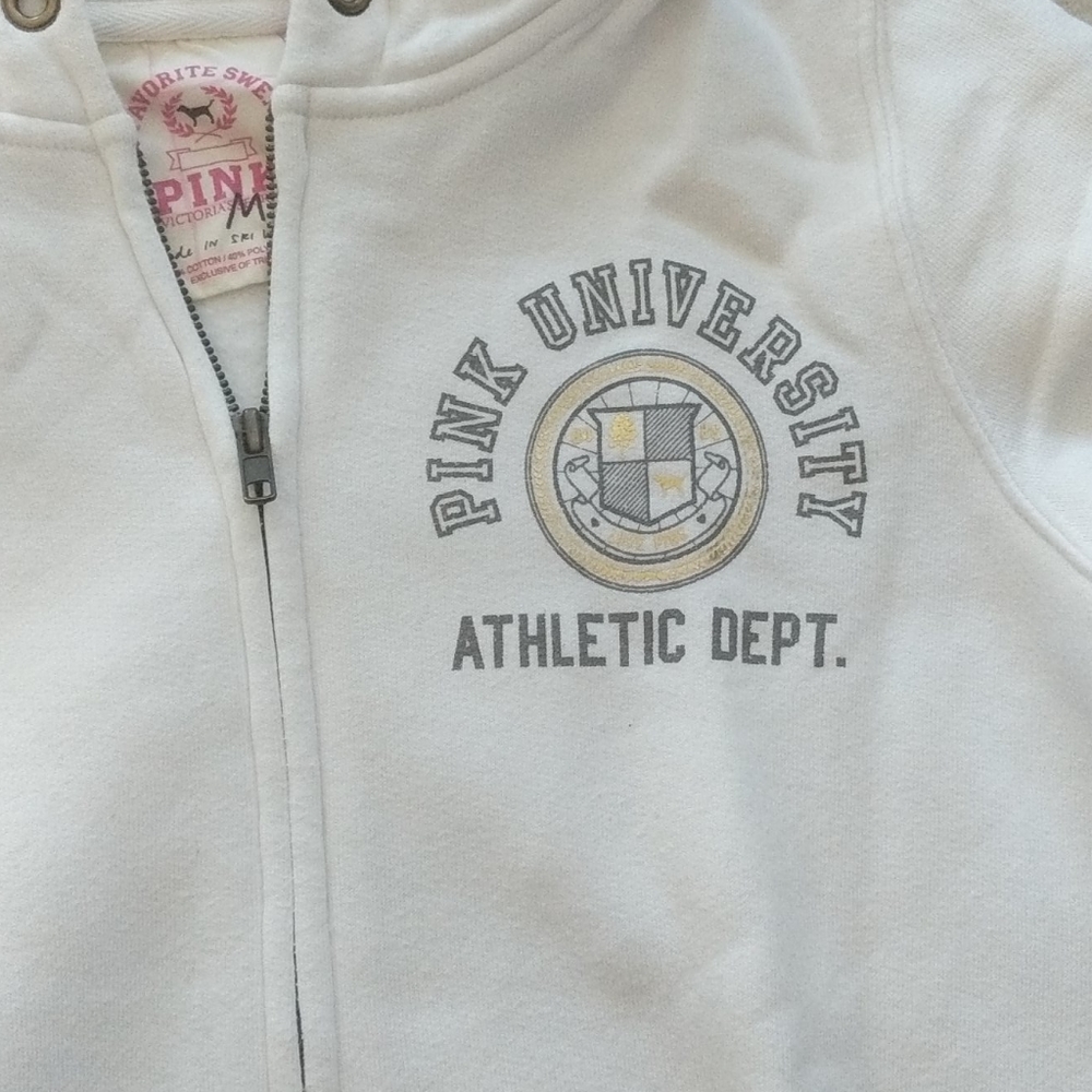 Victoria's Secret Pink med white sweatshirt/hoodie - Picture 2 of 6